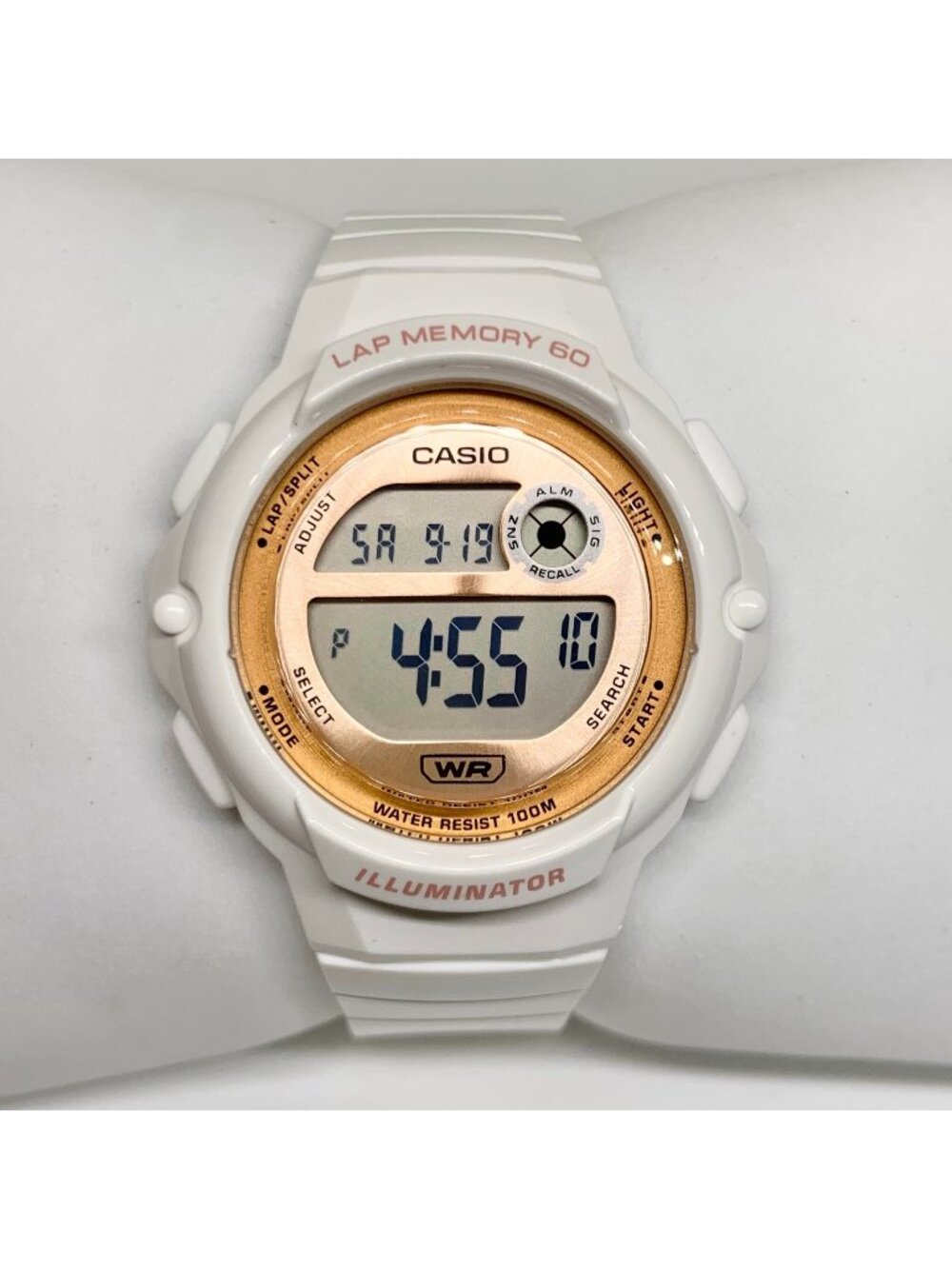 Casio illuminator Women's Digital Watch 39mm LWS1200H white resin band running